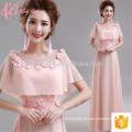 Light pink cap sleeve women ladies chiffon two piece latest net designs evening dress